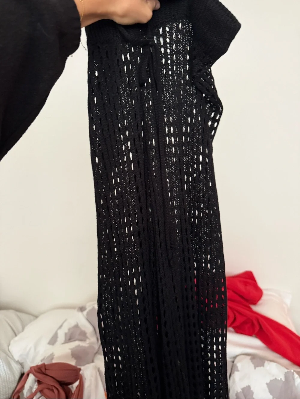 Nordstrom Black Crochet Wide-Leg Coverup Pants